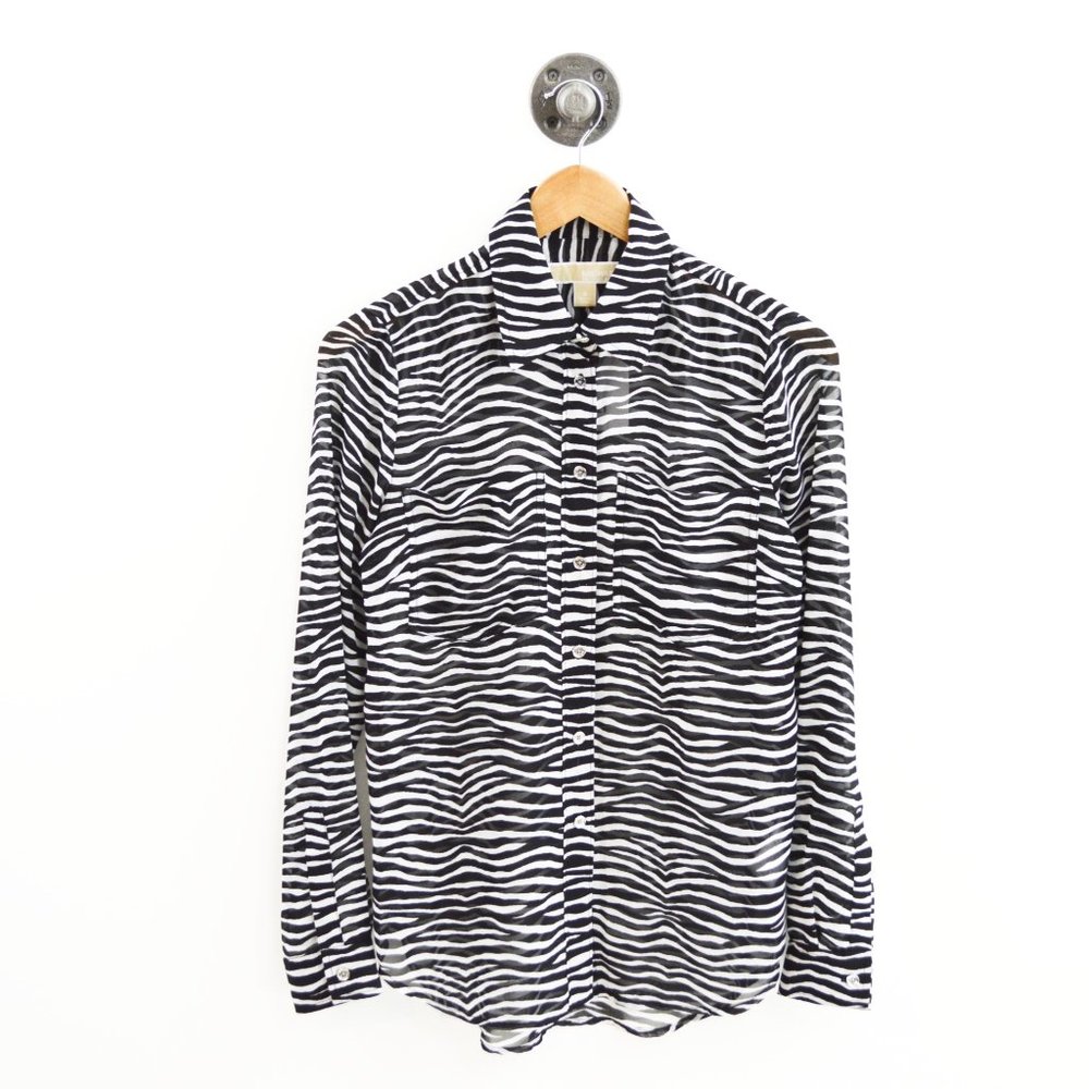 Michael Michael Kors Zebra Print Button Down #121… - image 1
